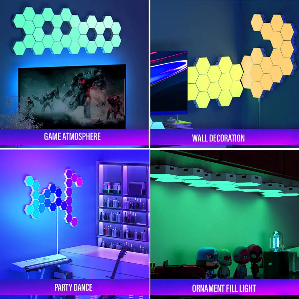 LED Hexagon Wall Lights - RGB Smart Lighting Panels