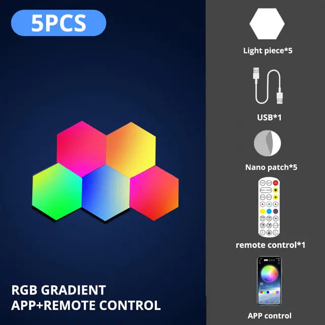 LED Hexagon Wall Lights - RGB Smart Lighting Panels