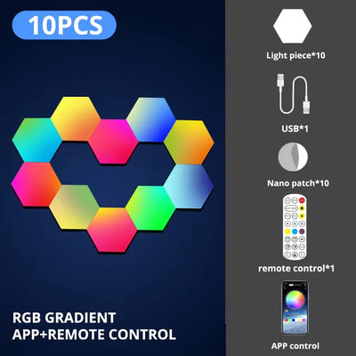 LED Hexagon Wall Lights - RGB Smart Lighting Panels