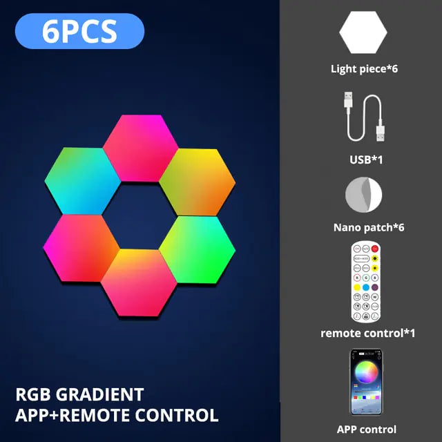 LED Hexagon Wall Lights - RGB Smart Lighting Panels