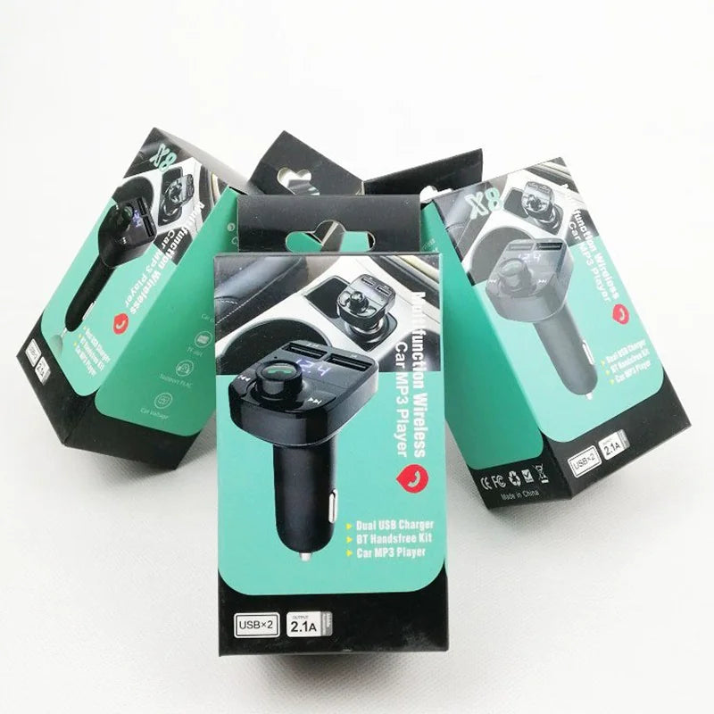 X8 Car Bluetooth FM Transmitter - MP3 Player with Dual USB Charger
