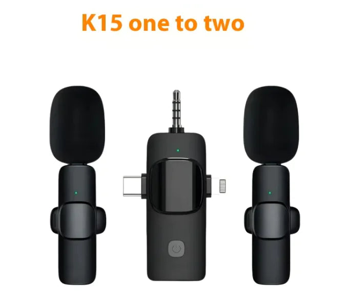 Wireless Lavalier Microphone - 3-in-1 Clip-On Mic for Phone & Camera