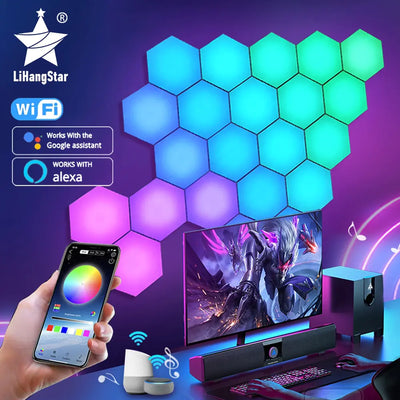 LED Hexagon Wall Lights - RGB Smart Lighting Panels