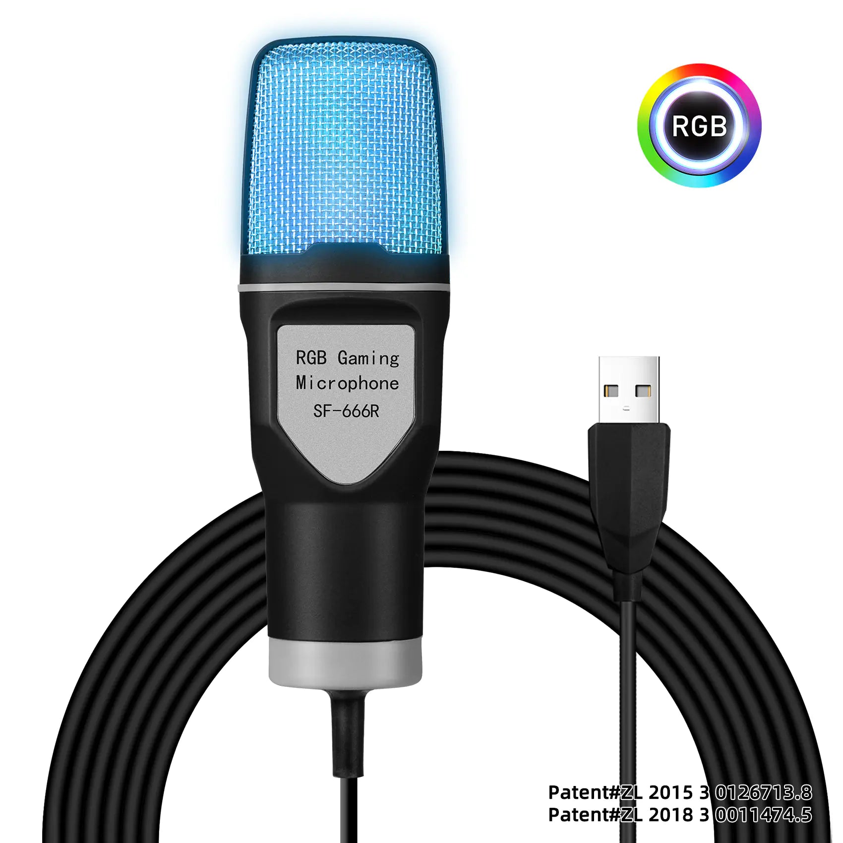 USB RGB Microphone with Stand - Gaming Streaming Podcast Mic