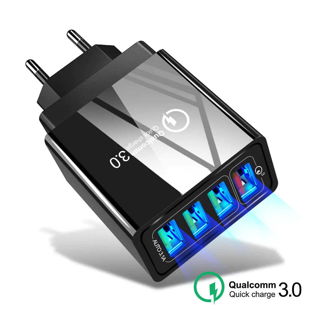 QC 3.0 Fast Charging Multi-Port USB Charger - LED Display