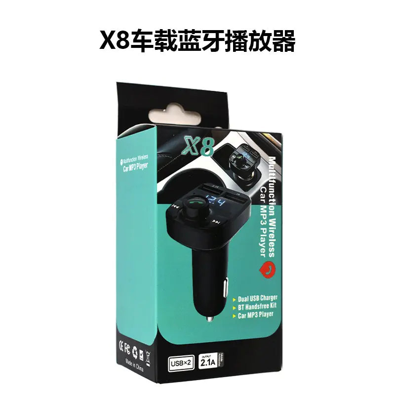 X8 Car Bluetooth FM Transmitter - MP3 Player with Dual USB Charger