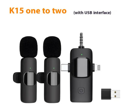 Wireless Lavalier Microphone - 3-in-1 Clip-On Mic for Phone & Camera