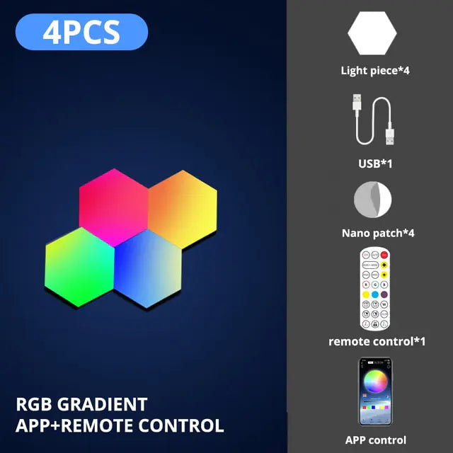 LED Hexagon Wall Lights - RGB Smart Lighting Panels