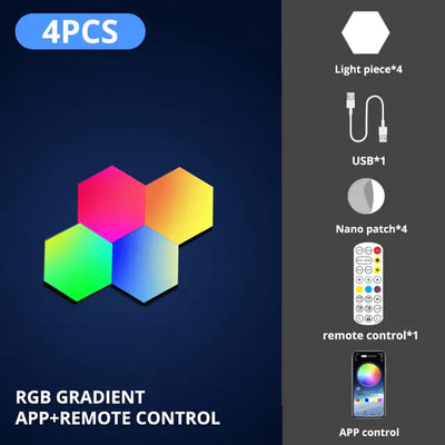 LED Hexagon Wall Lights - RGB Smart Lighting Panels