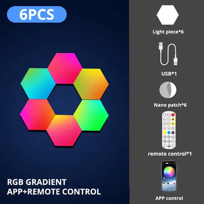 LED Hexagon Wall Lights - RGB Smart Lighting Panels