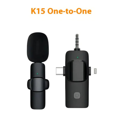 Wireless Lavalier Microphone - 3-in-1 Clip-On Mic for Phone & Camera