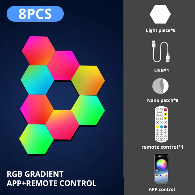 LED Hexagon Wall Lights - RGB Smart Lighting Panels